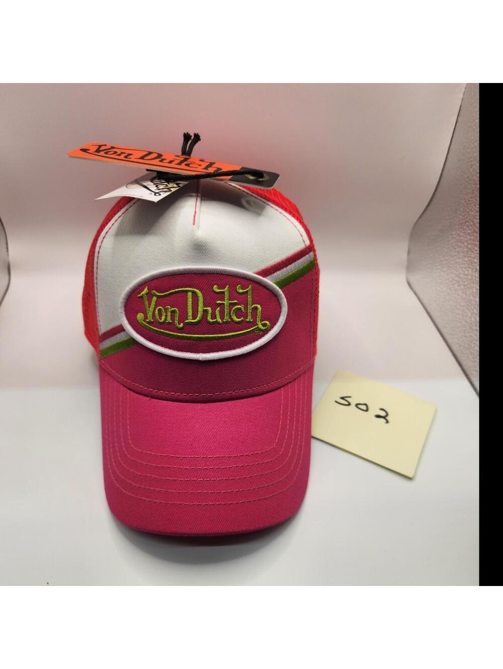 Von Dutch Trucker Hat Pink/White/Green Mesh Back Adjustable One Size Men's